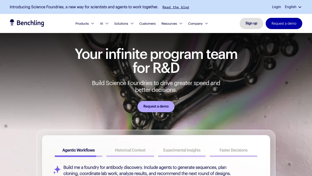 Screenshot of Benchling website
