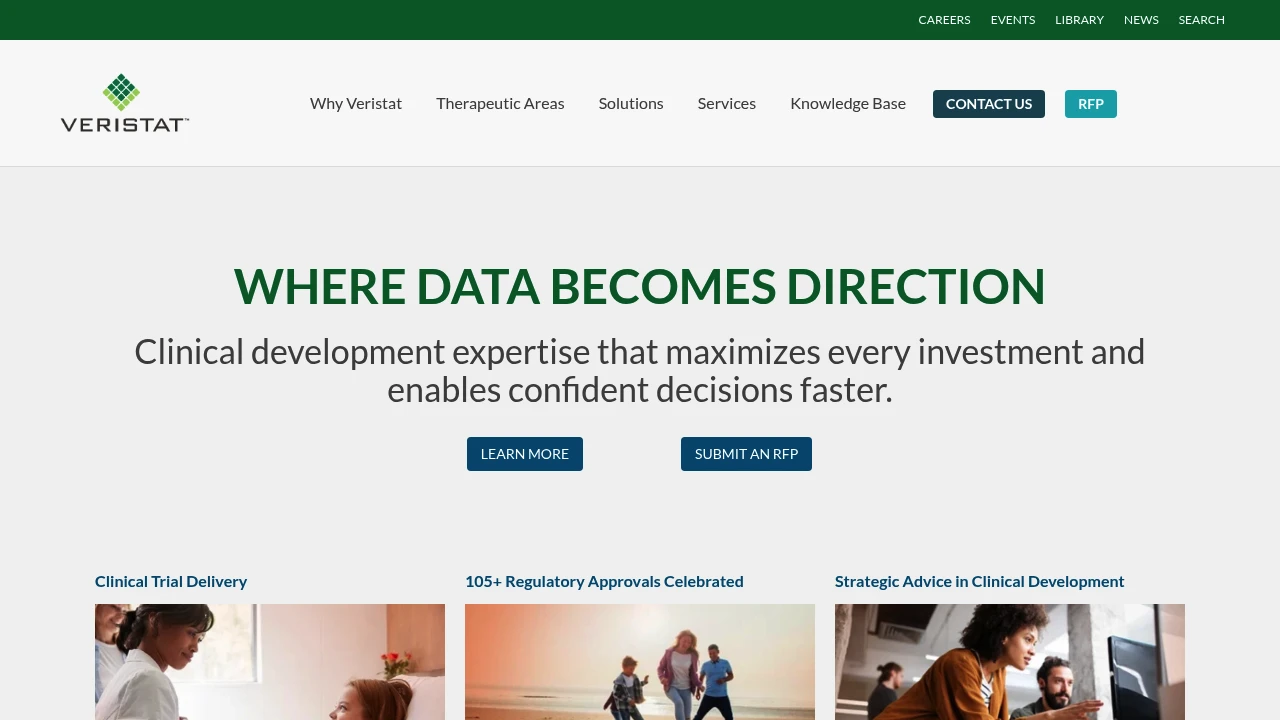 Screenshot of Veristat website