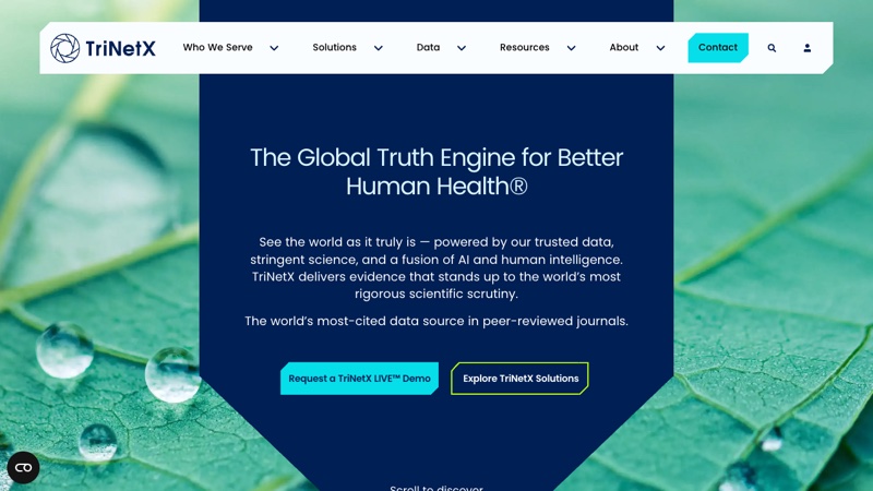 Screenshot of TriNetX website