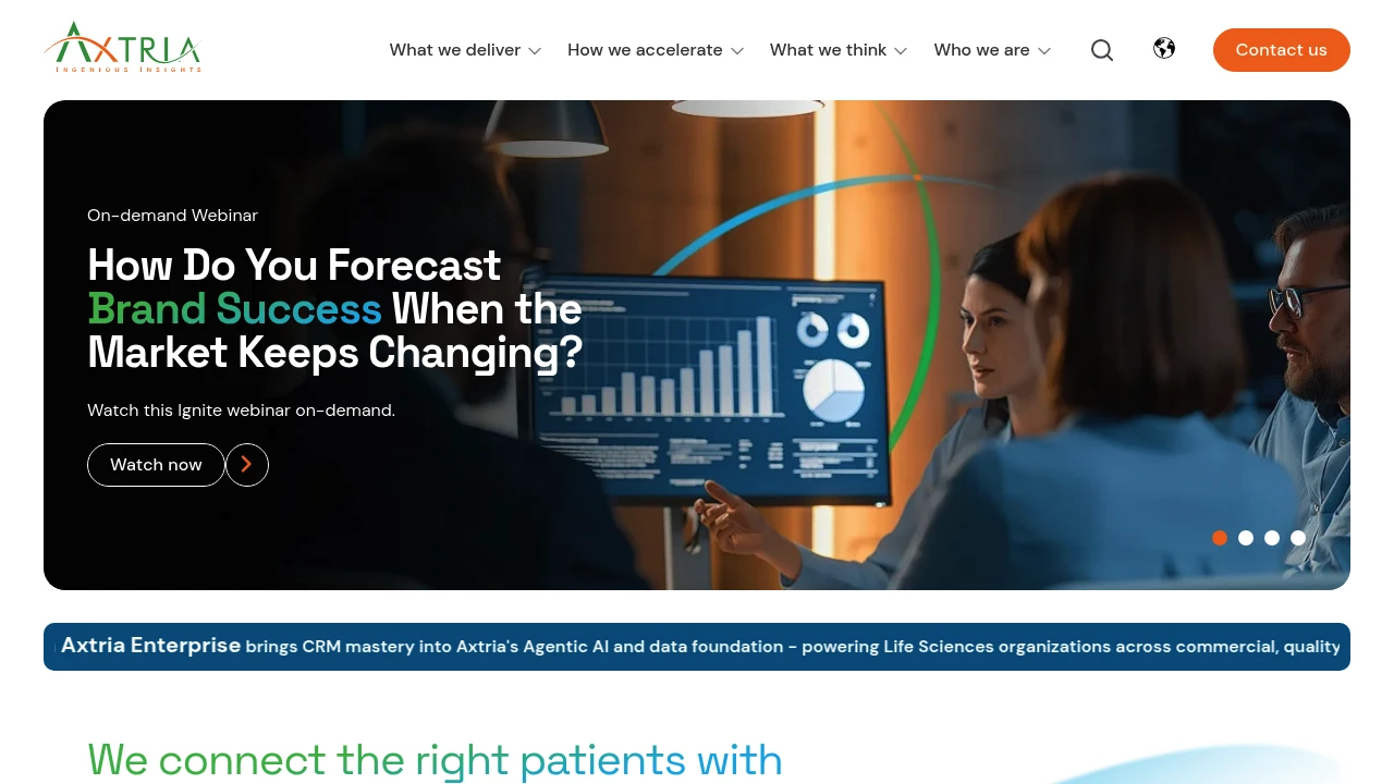 Screenshot of Axtria website