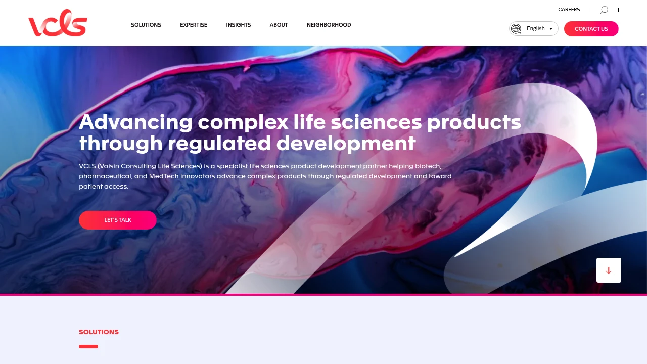 Screenshot of Voisin Consulting Life Sciences website