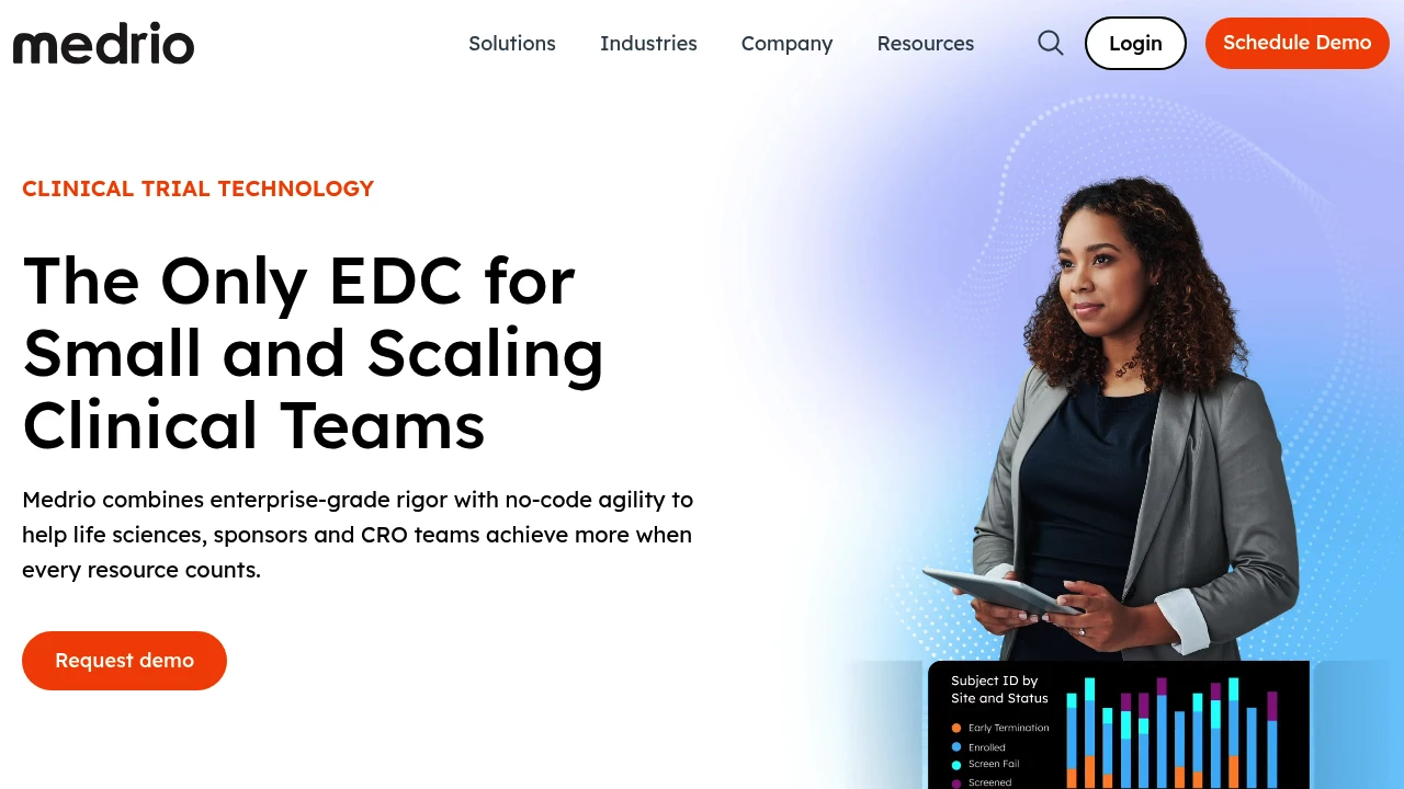 Screenshot of Medrio website