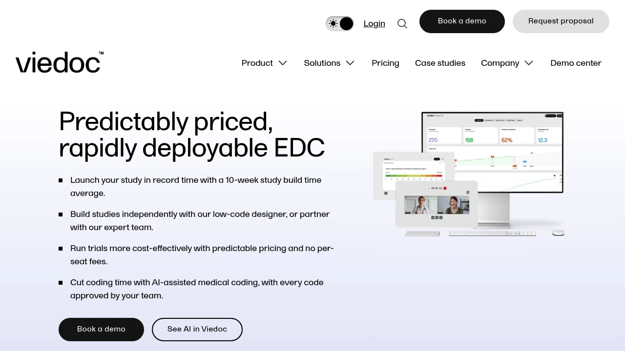 Screenshot of Viedoc website