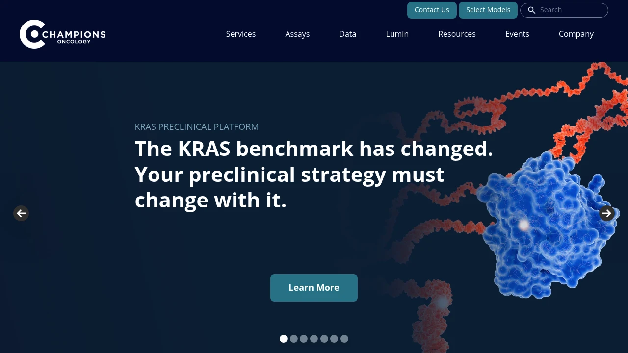 Screenshot of Champions Oncology website