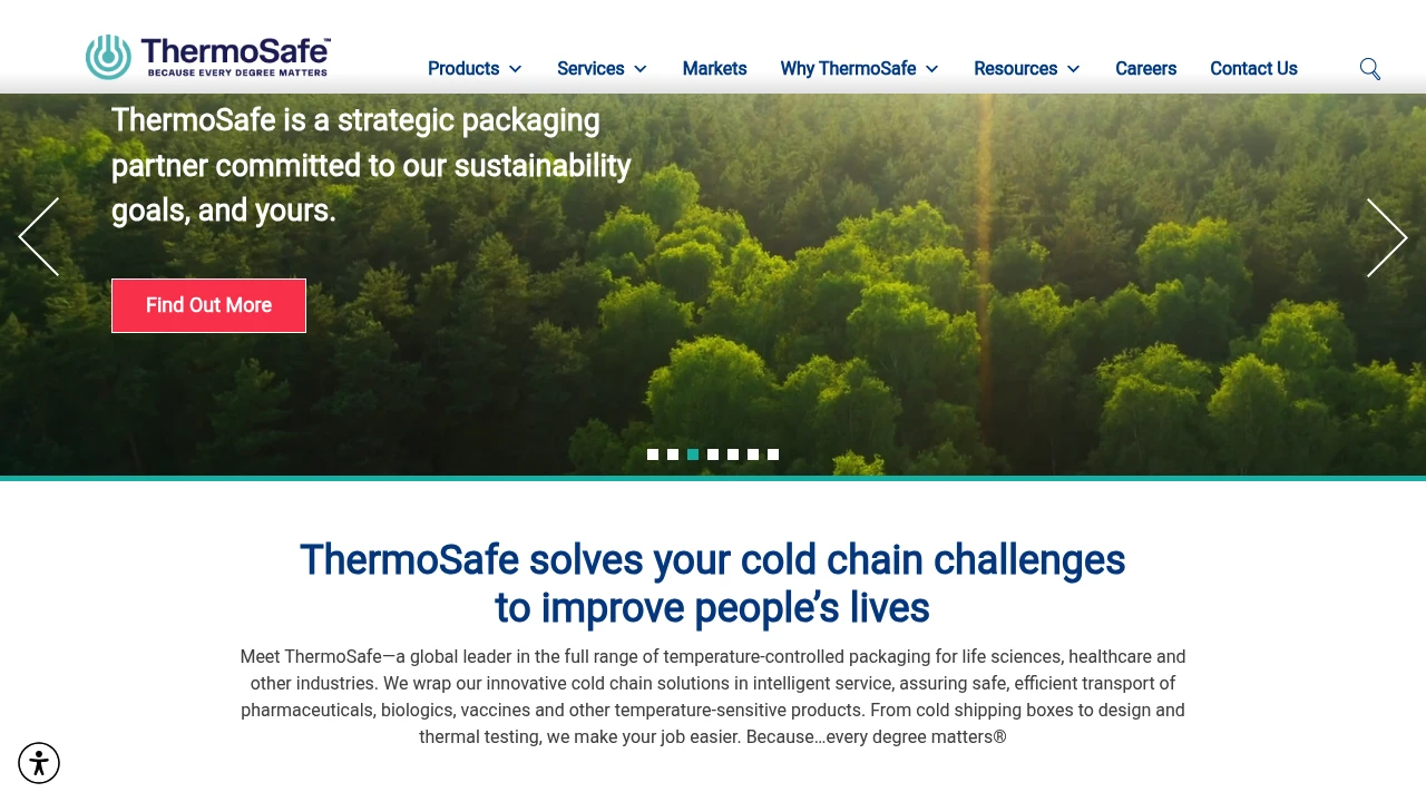 Screenshot of ThermoSafe website