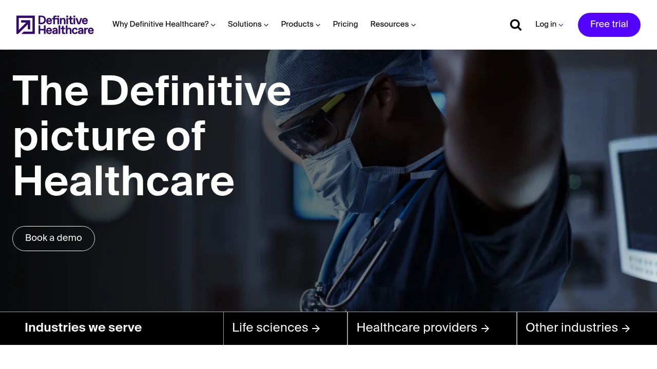Screenshot of Definitive Healthcare website