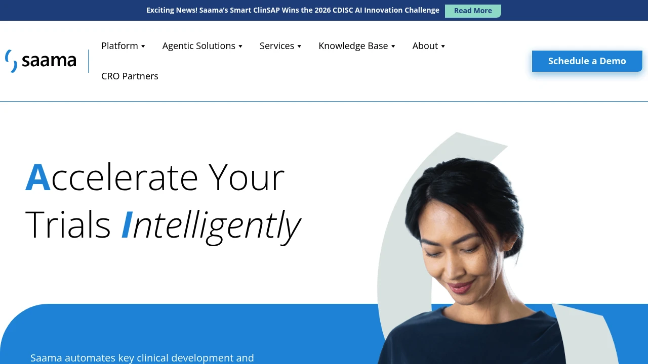 Screenshot of Saama website