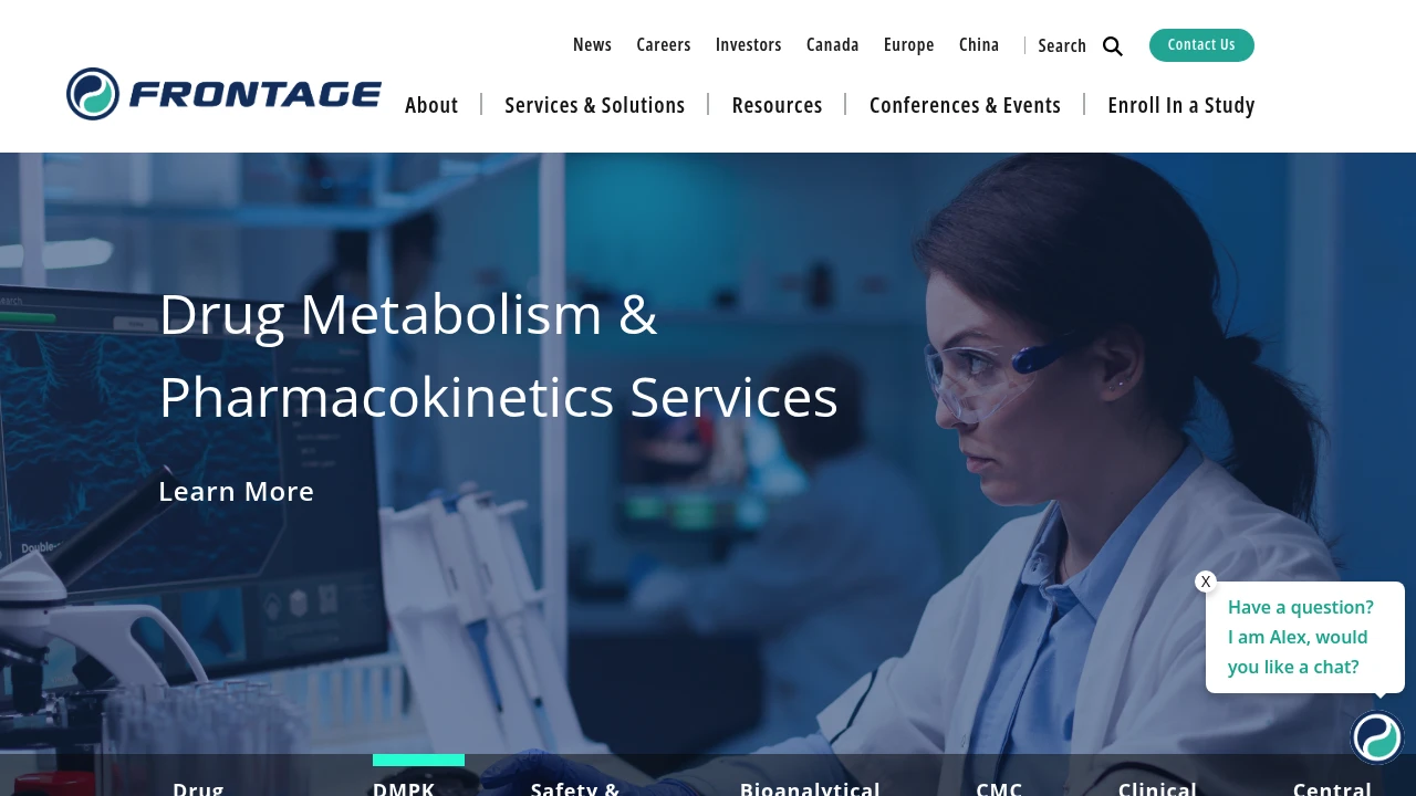 Screenshot of Frontage Laboratories website