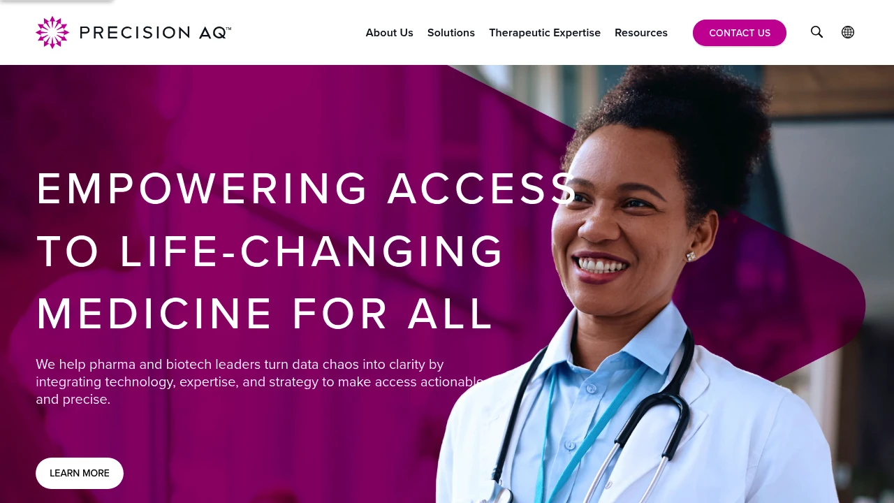 Screenshot of Precision AQ website