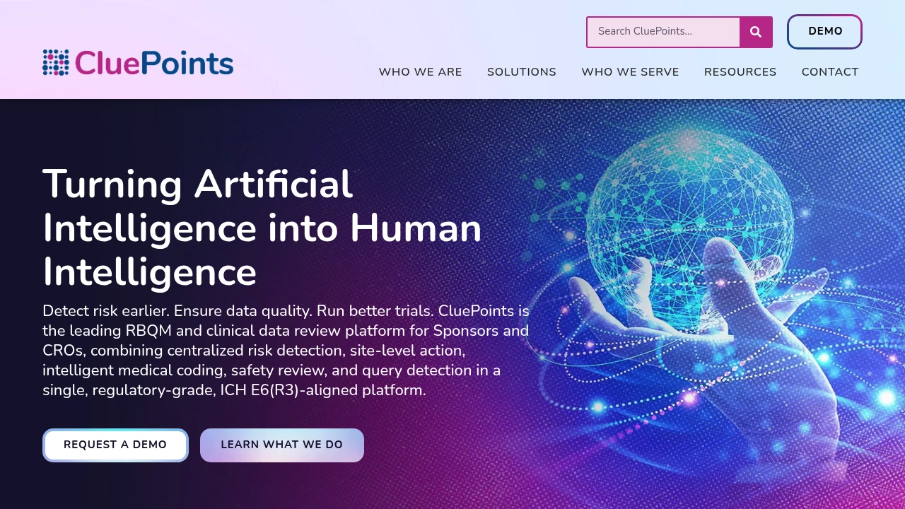 Screenshot of CluePoints website