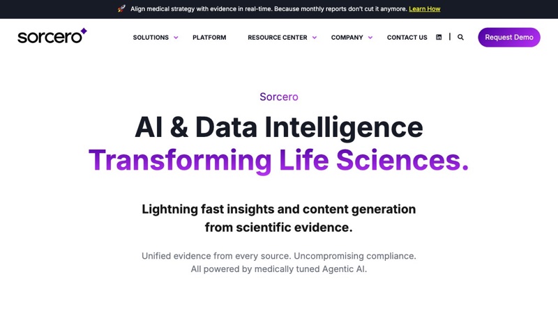 Screenshot of Sorcero website