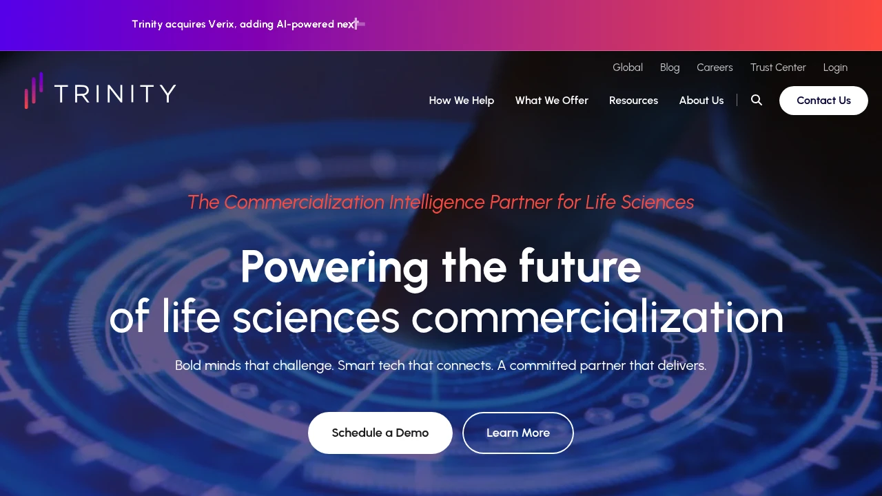 Screenshot of Trinity Life Sciences website