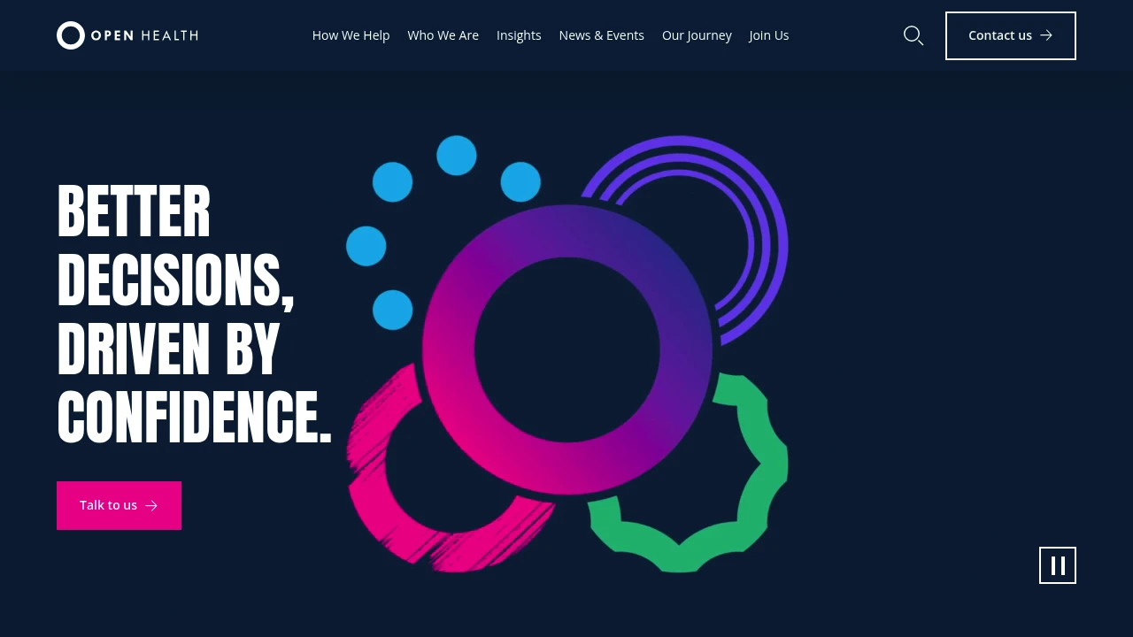 Screenshot of OPEN Health website