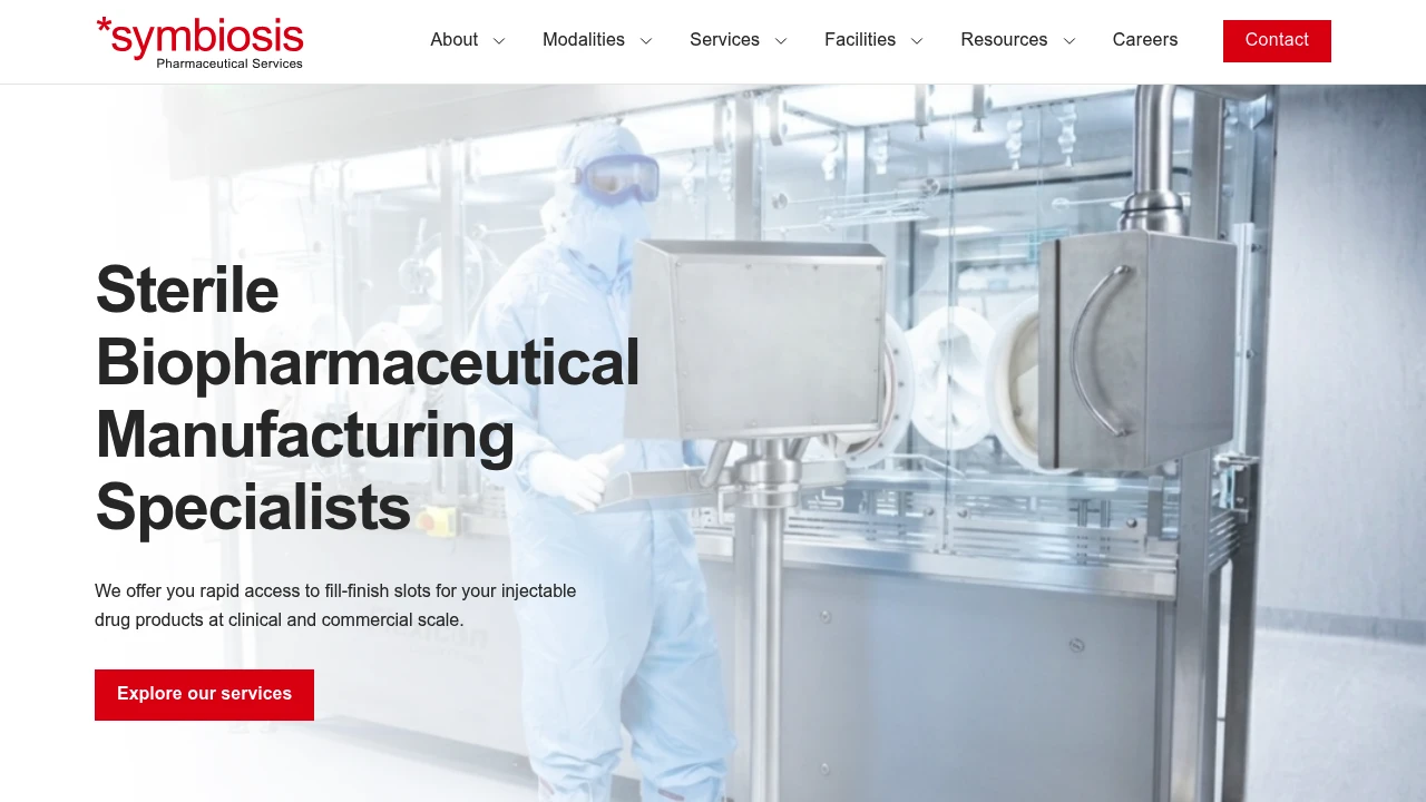 Screenshot of Symbiosis Pharmaceutical Services website