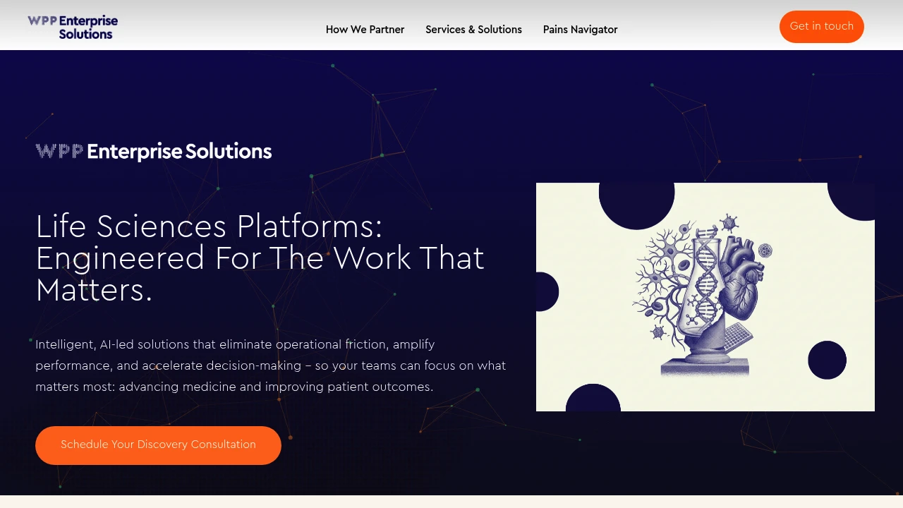Screenshot of WPP Life Sciences Platforms website