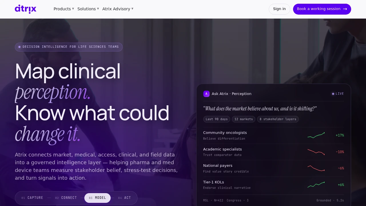 Screenshot of Atrix AI website