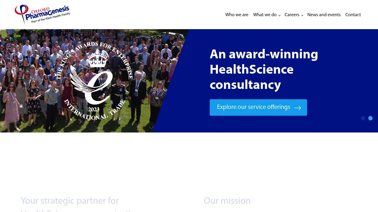Screenshot of Oxford PharmaGenesis website